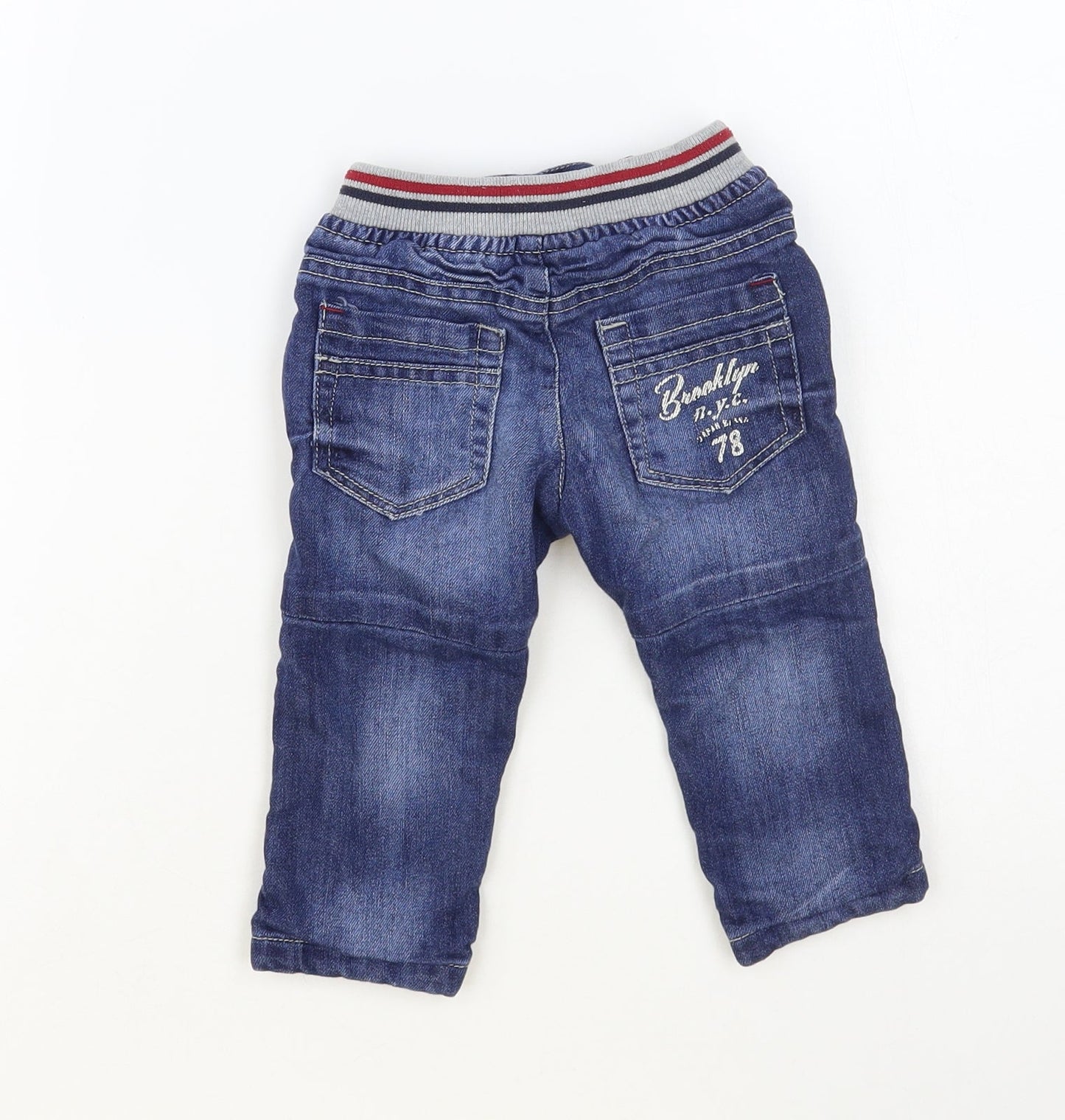 Fagottino Boys Blue Cotton Jogger Jeans Size 6-9 Months Snap