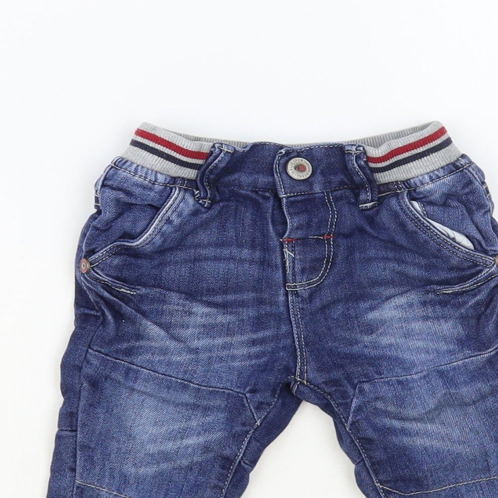 Fagottino Boys Blue Cotton Jogger Jeans Size 6-9 Months Snap
