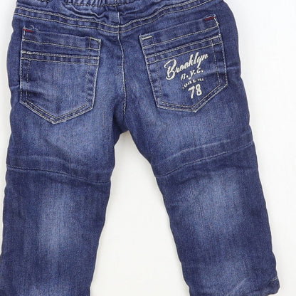 Fagottino Boys Blue Cotton Jogger Jeans Size 6-9 Months Snap