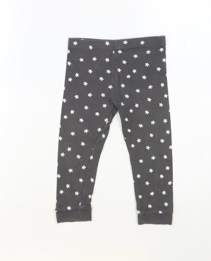 F&F Baby Grey Geometric Cotton Jogger Leggings Size 18 Months Pullover - Star Print