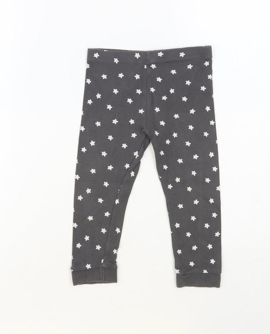 F&F Baby Grey Geometric Cotton Jogger Leggings Size 18 Months Pullover - Star Print