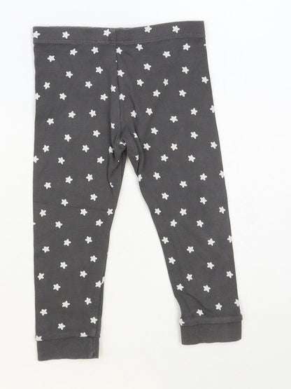 F&F Baby Grey Geometric Cotton Jogger Leggings Size 18 Months Pullover - Star Print