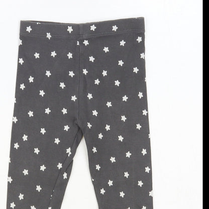F&F Baby Grey Geometric Cotton Jogger Leggings Size 18 Months Pullover - Star Print