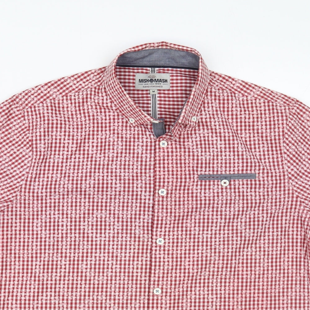 Mens UK Size M Mish Mash Red  Button-Up Short Sleeve Casual Shirt