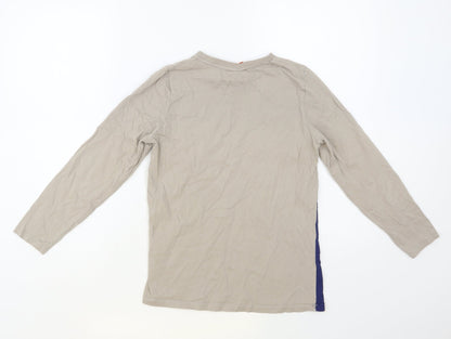 Ellesse Boys Beige Colourblock Cotton Pullover T-Shirt Size 10-11 Years Crew Neck Pullover