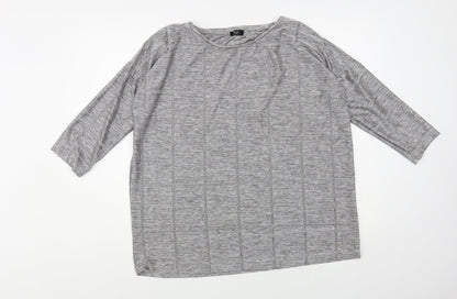 F&F Womens Grey Round Neck Check Polyester Pullover Jumper Size L