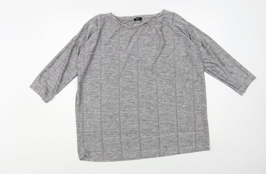 F&F Womens Grey Round Neck Check Polyester Pullover Jumper Size L