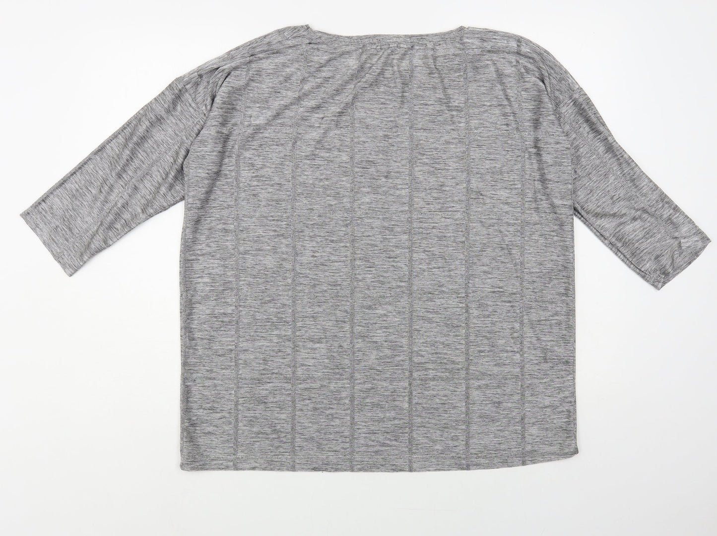 F&F Womens Grey Round Neck Check Polyester Pullover Jumper Size L