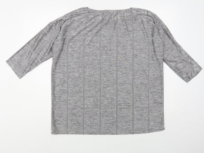 F&F Womens Grey Round Neck Check Polyester Pullover Jumper Size L