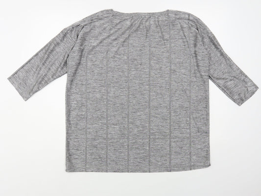 F&F Womens Grey Round Neck Check Polyester Pullover Jumper Size L