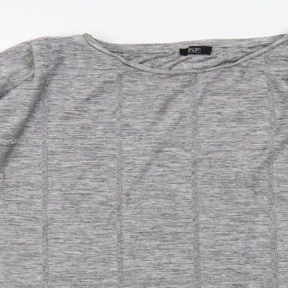 F&F Womens Grey Round Neck Check Polyester Pullover Jumper Size L