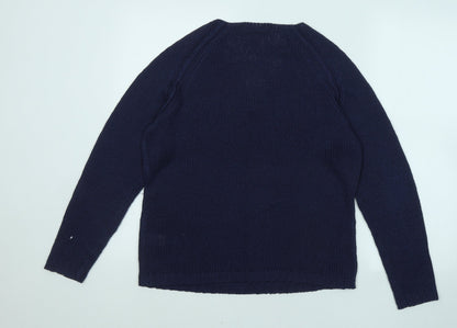 Avenue Womens Blue V-Neck Acrylic Pullover Jumper Size M