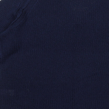 Avenue Womens Blue V-Neck Acrylic Pullover Jumper Size M