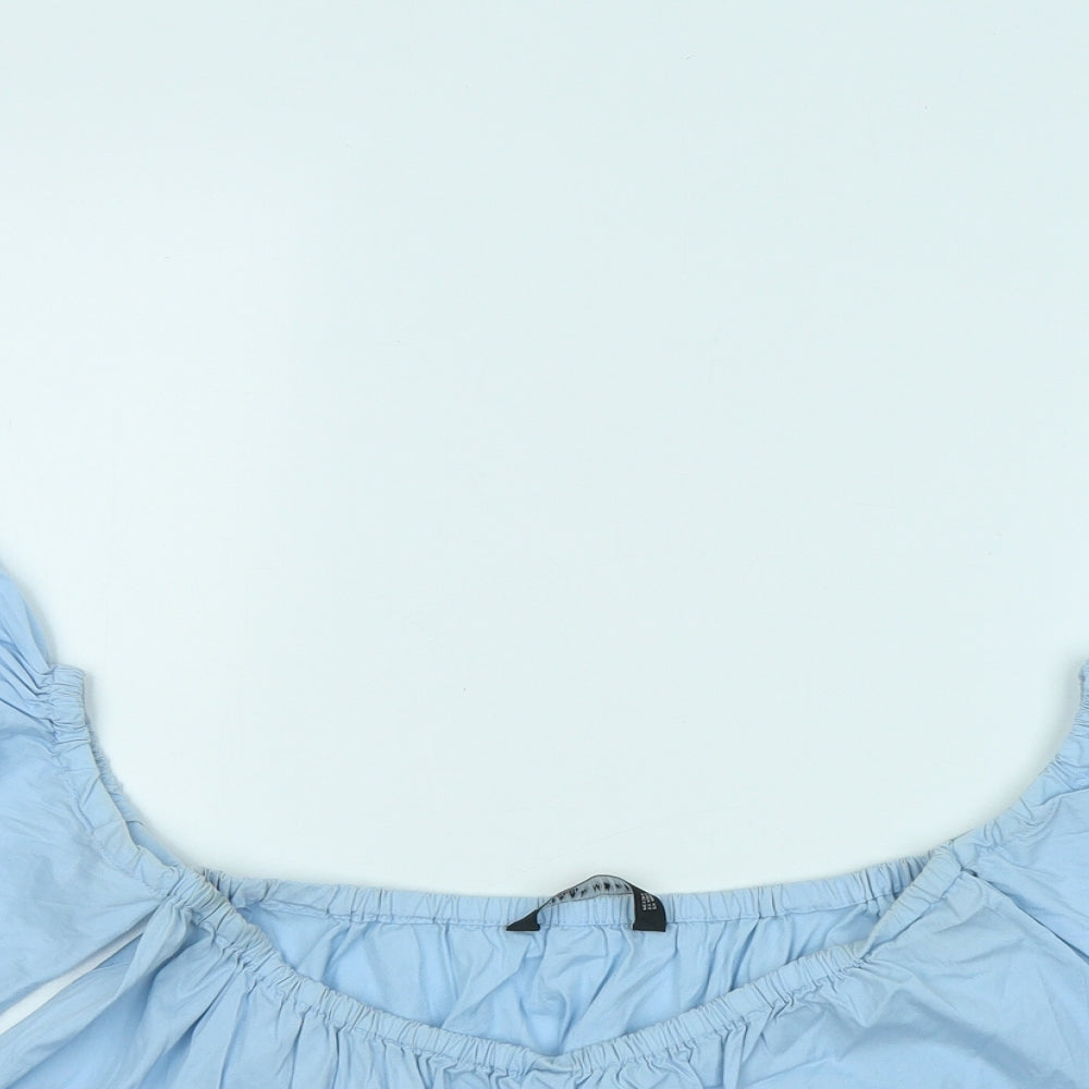 Womens UK Size XS Zara Blue Basic T-Shirt
