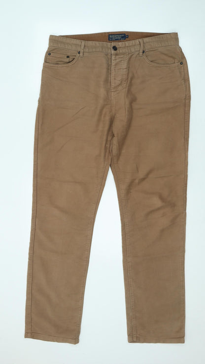 Hammond & Co Mens Brown Cotton Straight Jeans Size 36 in L31 in Regular Zip