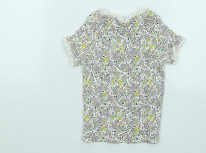 George Girls Multicoloured Floral Cotton Basic T-Shirt Size 2-3 Years Round Neck Pullover