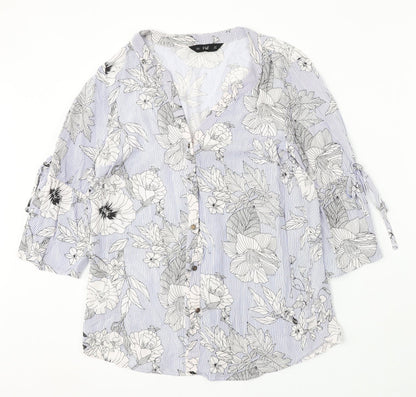 F&F Womens Blue Floral Viscose Basic Blouse Size 10 Round Neck