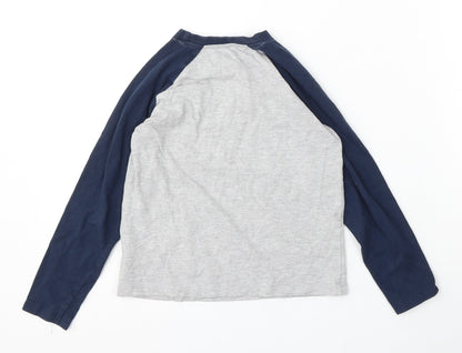 Dunnes Stores Boys Grey Cotton Basic T-Shirt Size 7 Years Round Neck - The One and Only