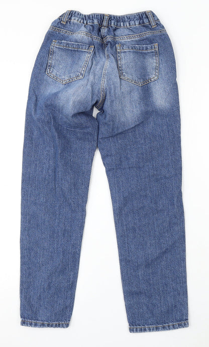 NEXT Girls Blue Cotton Straight Jeans Size 9 Months Regular Button