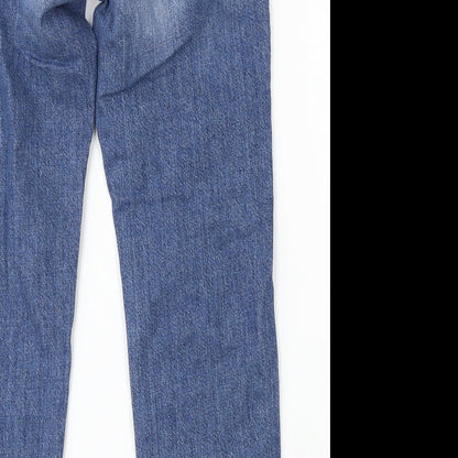 NEXT Girls Blue Cotton Straight Jeans Size 9 Months Regular Button
