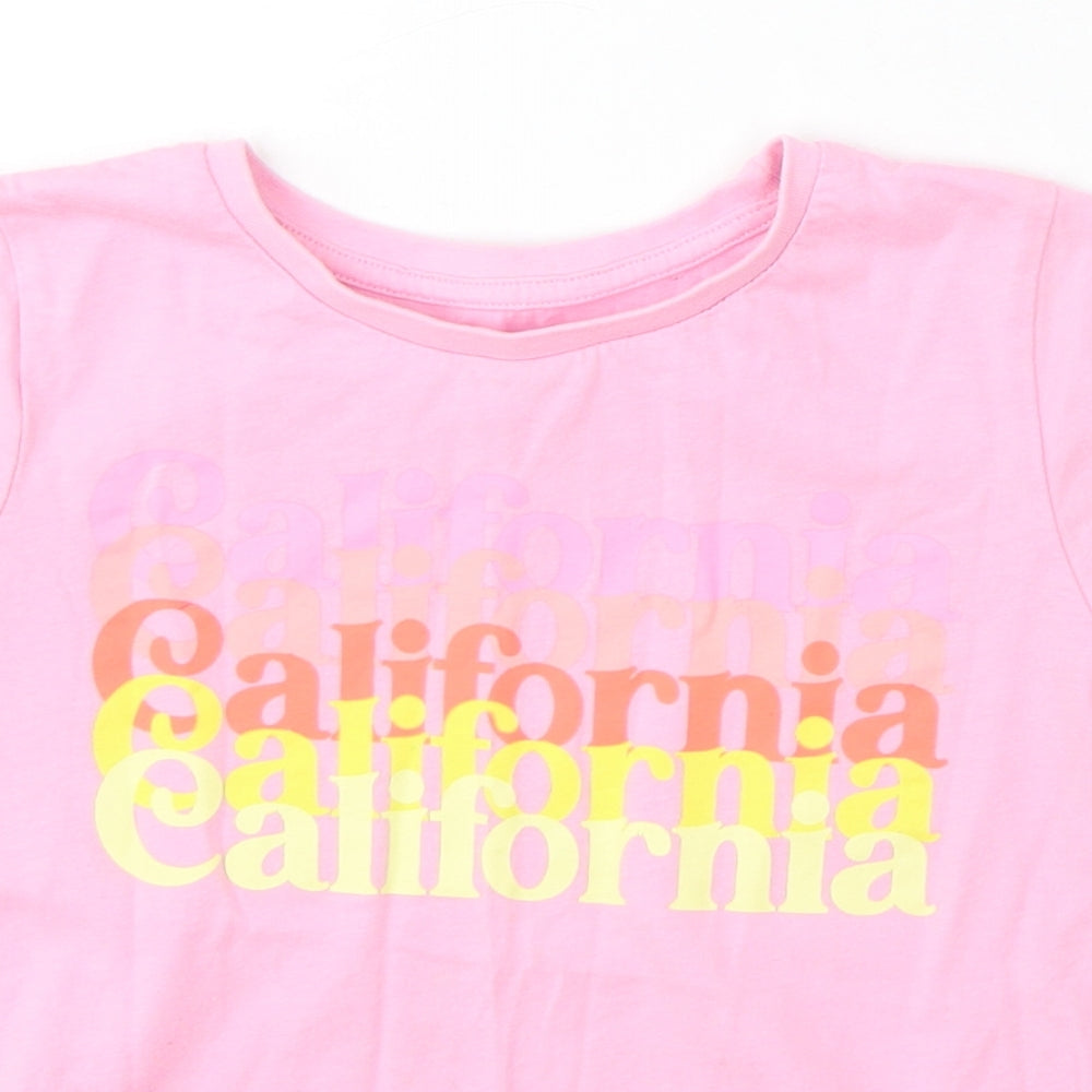 Dunnes Stores Girls Pink Cotton Basic T-Shirt Size 7-8 Years Round Neck - California