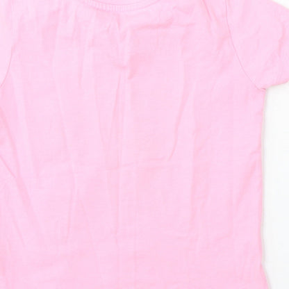 Dunnes Stores Girls Pink Cotton Basic T-Shirt Size 7-8 Years Round Neck - California