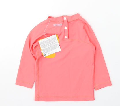 Profilter Girls Pink Polyester Basic T-Shirt Size 18-24 Months Round Neck Snap - Star