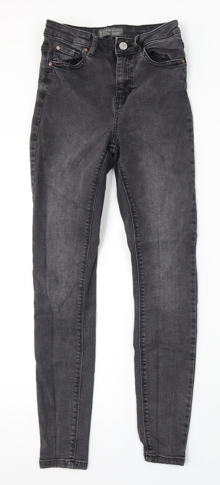 Denim & Co. Womens Grey Cotton Skinny Jeans Size 8 L28 in Regular Button