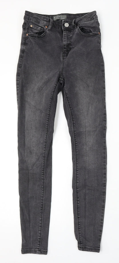 Denim & Co. Womens Grey Cotton Skinny Jeans Size 8 L28 in Regular Button