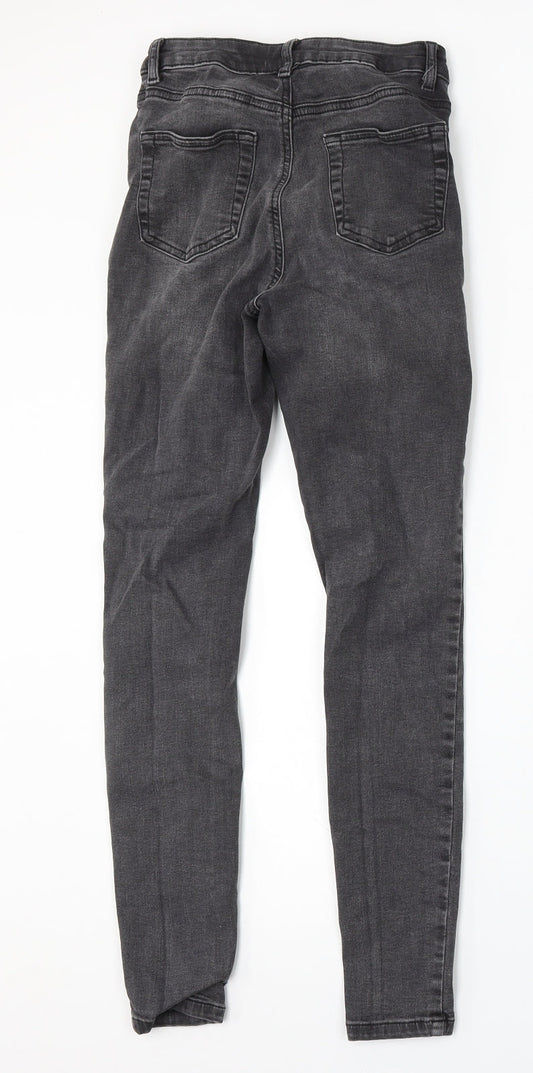 Denim & Co. Womens Grey Cotton Skinny Jeans Size 8 L28 in Regular Button