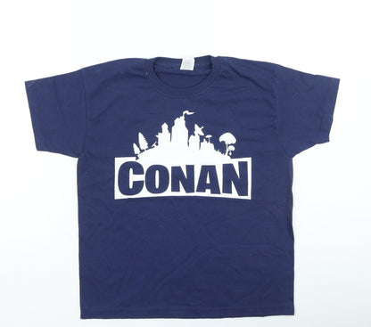 Fruit of the Loom Boys Blue Cotton Basic Casual Size 7-8 Years Round Neck Pullover - CONAN