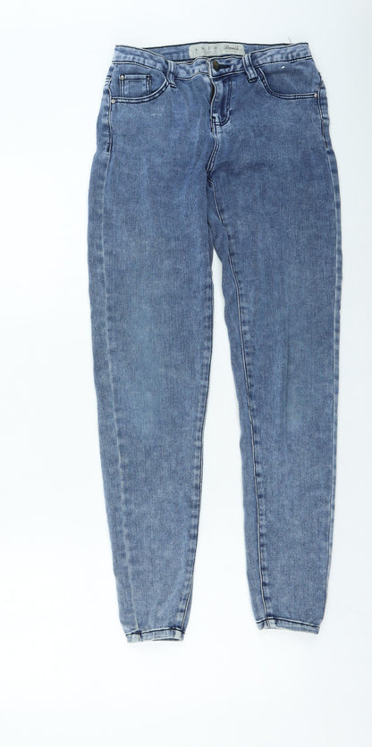 Denim & Co. Womens Blue Cotton Straight Jeans Size 6 L25 in Regular Zip