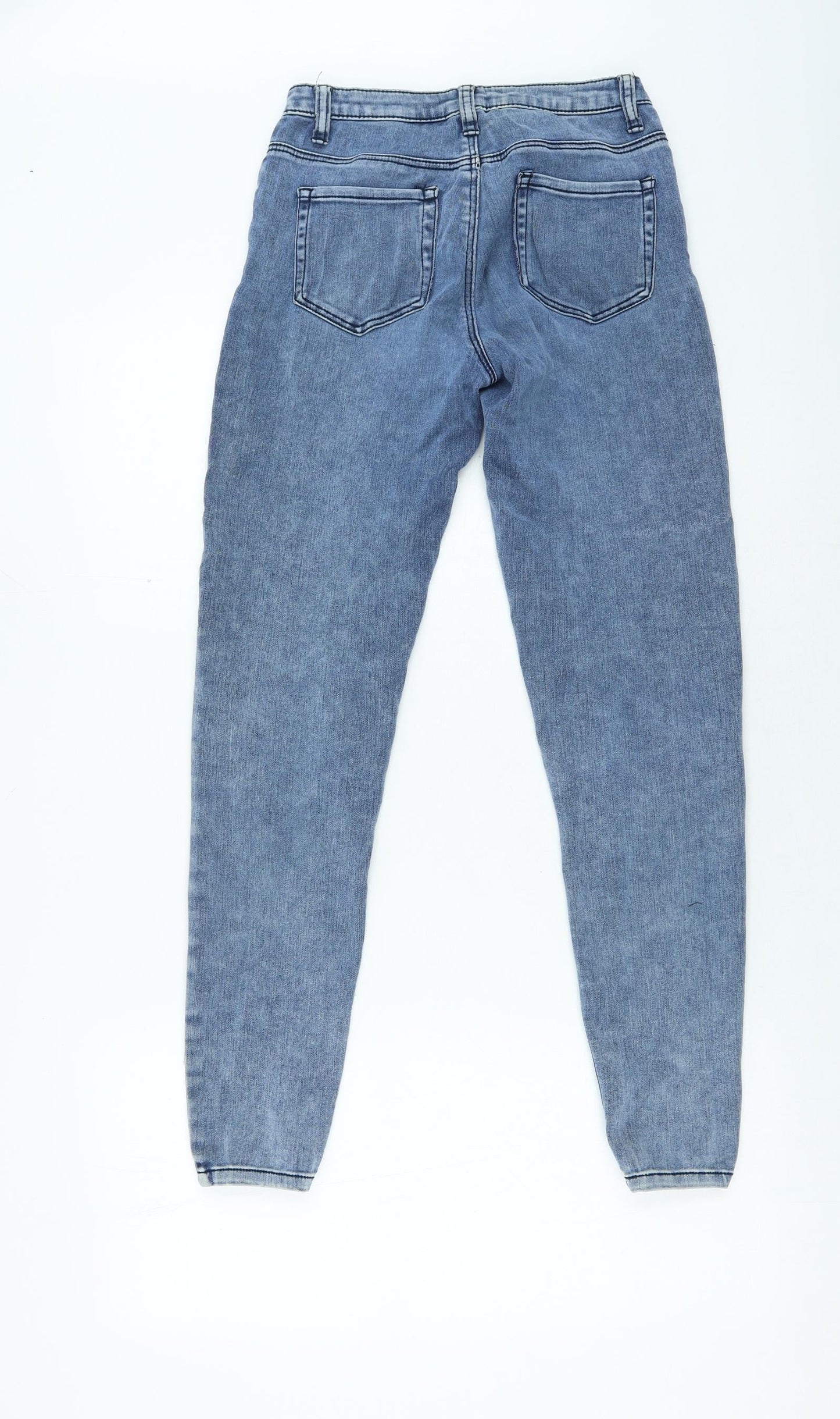 Denim & Co. Womens Blue Cotton Straight Jeans Size 6 L25 in Regular Zip