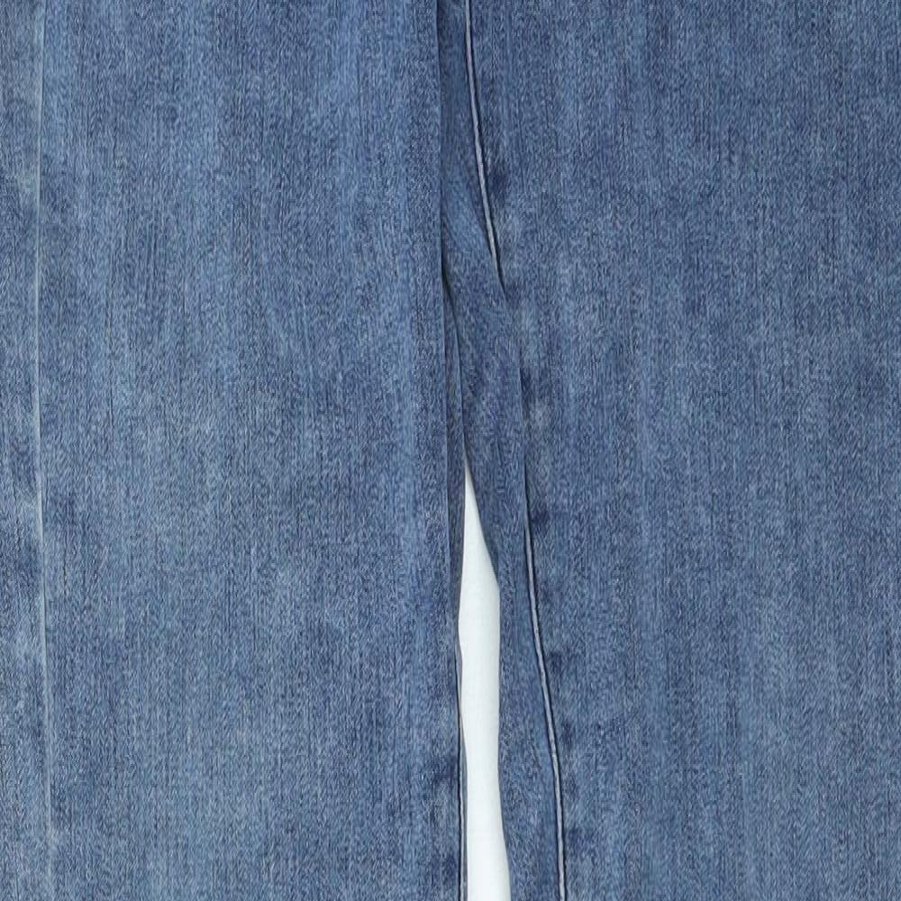 Denim & Co. Womens Blue Cotton Straight Jeans Size 6 L25 in Regular Zip