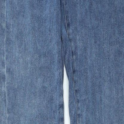Denim & Co. Womens Blue Cotton Straight Jeans Size 6 L25 in Regular Zip