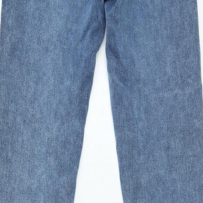 Denim & Co. Womens Blue Cotton Straight Jeans Size 6 L25 in Regular Zip