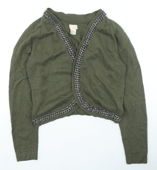 Womens UK Size 2 H&M Green Cardigan Jumper
