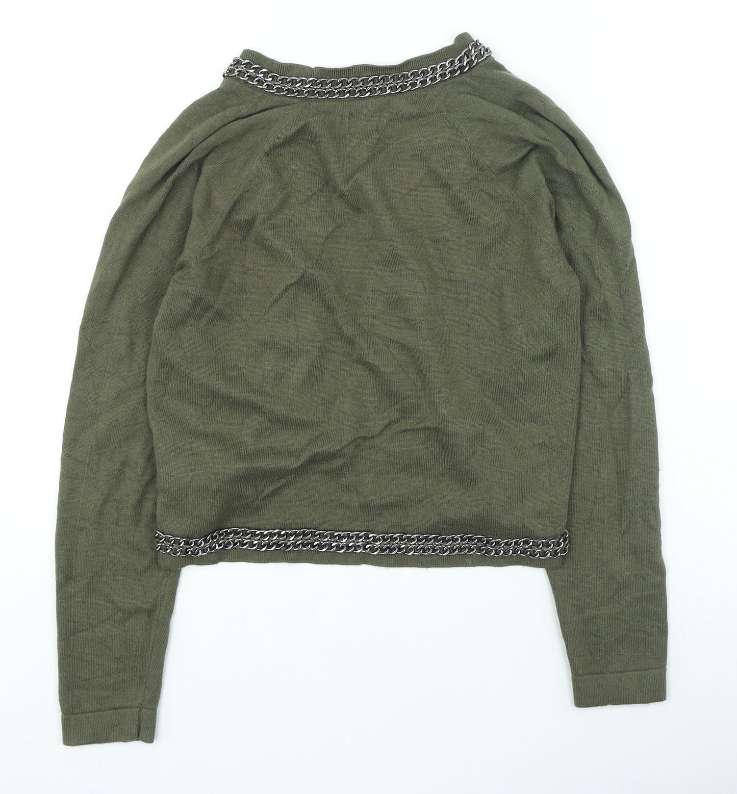 Womens UK Size 2 H&M Green Cardigan Jumper