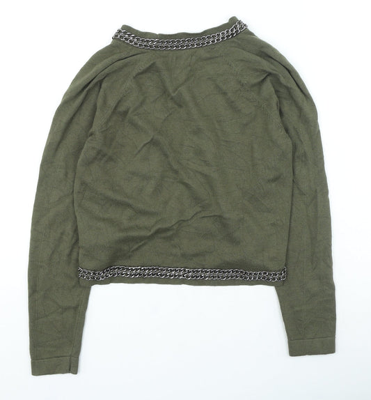 Womens UK Size 2 H&M Green Cardigan Jumper