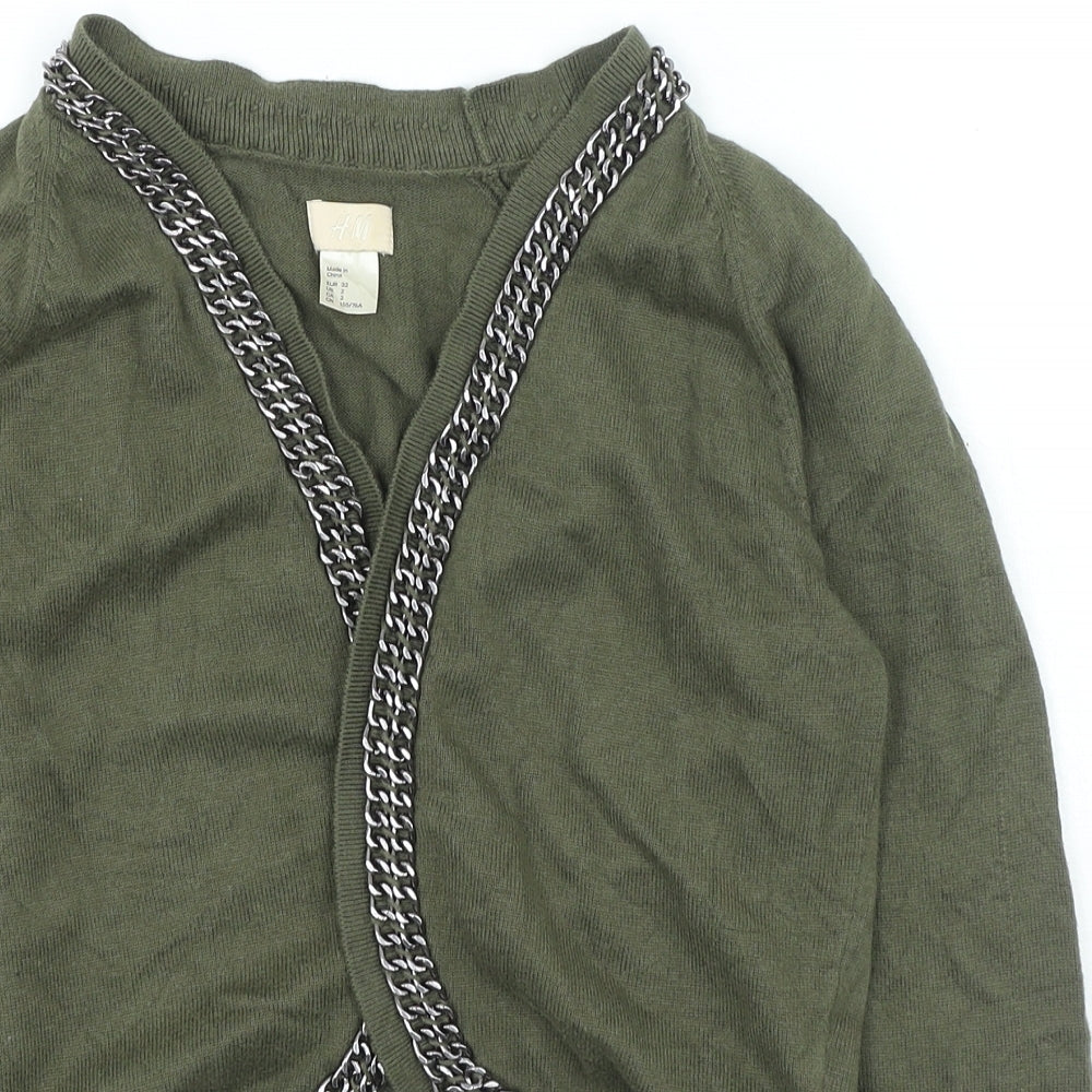 Womens UK Size 2 H&M Green Cardigan Jumper