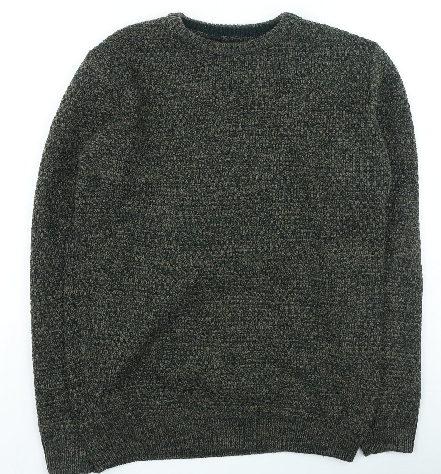 Easy Mens Green Round Neck Acrylic Pullover Jumper Size M