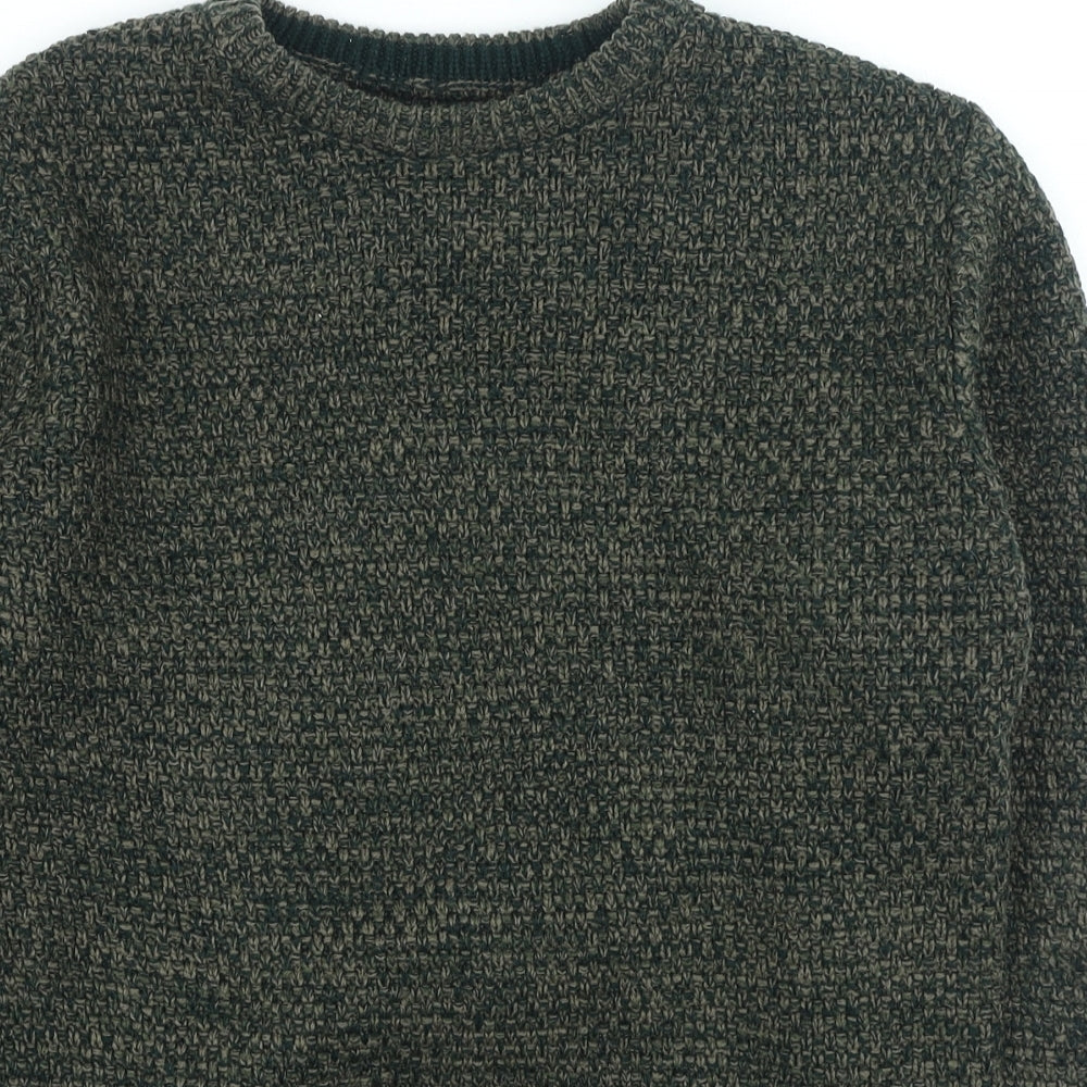 Easy Mens Green Round Neck Acrylic Pullover Jumper Size M
