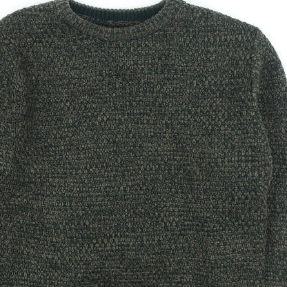 Easy Mens Green Round Neck Acrylic Pullover Jumper Size M