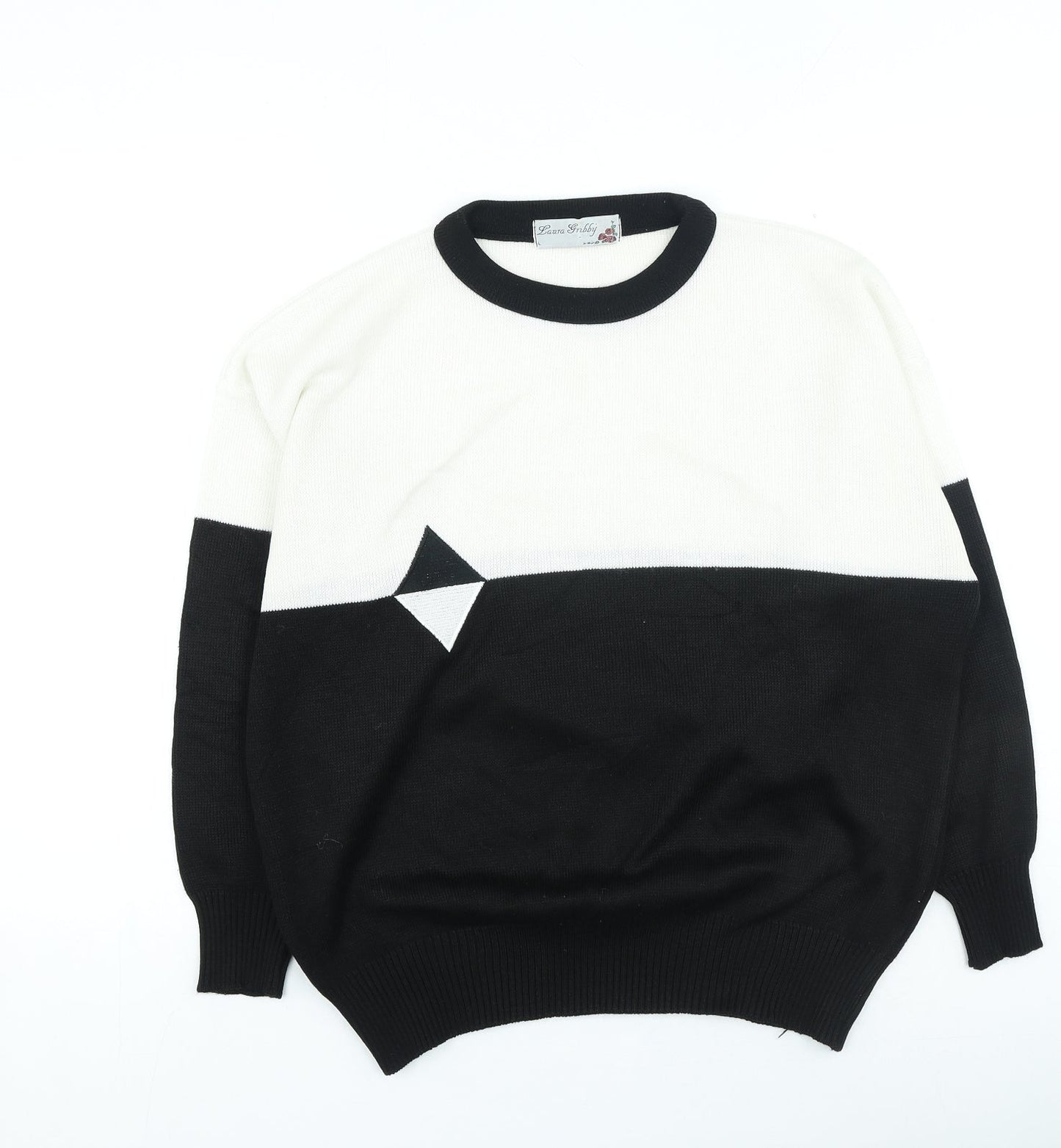 Laura Gribby Womens Black Round Neck Acrylic Pullover Jumper Size L