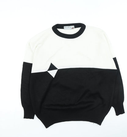 Laura Gribby Womens Black Round Neck Acrylic Pullover Jumper Size L