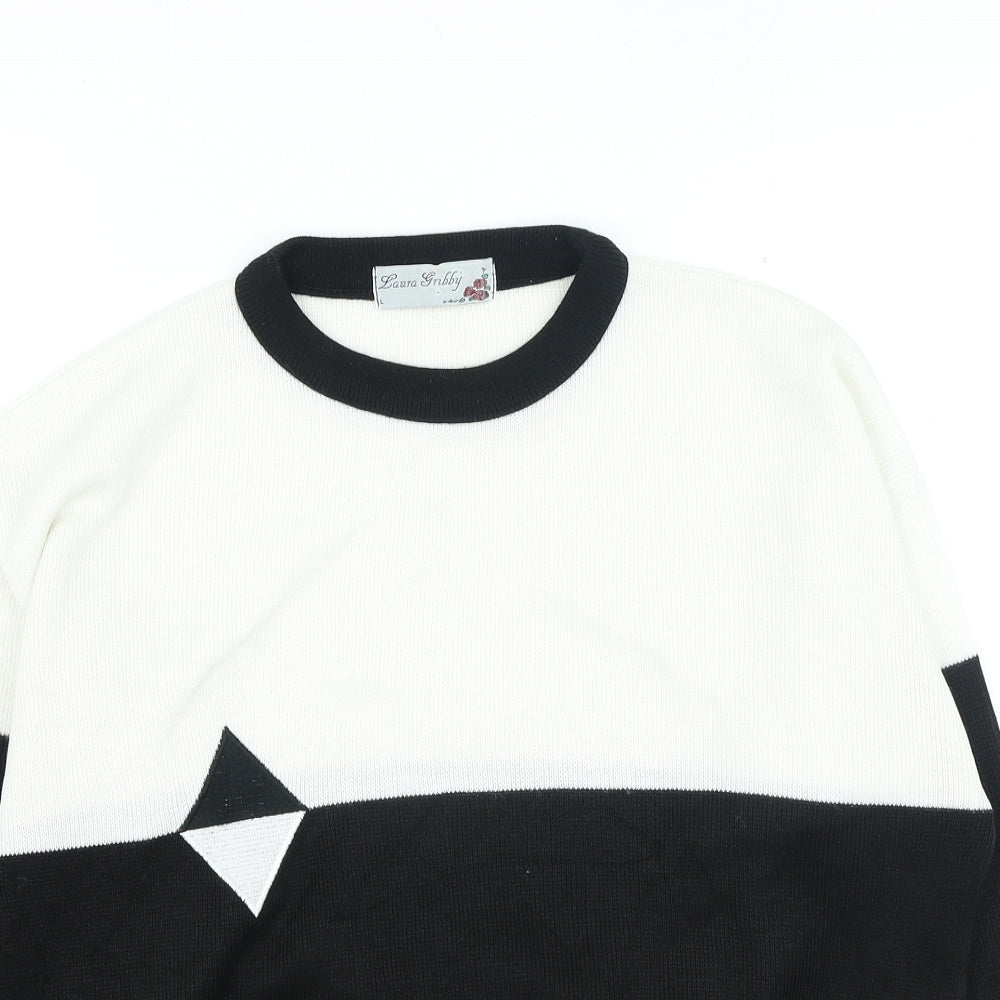 Laura Gribby Womens Black Round Neck Acrylic Pullover Jumper Size L