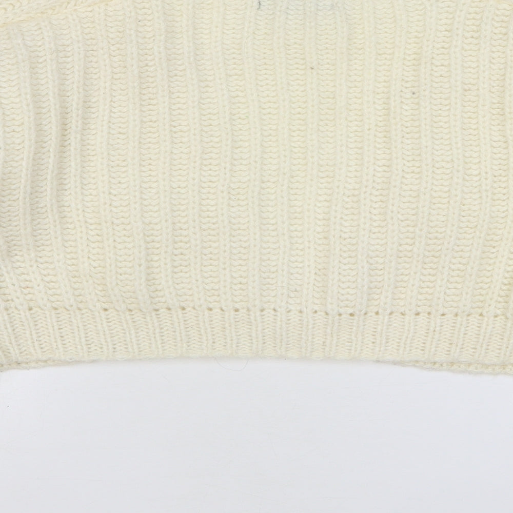 SheIn Womens Beige V-Neck Polyester Cardigan Jumper Size 12