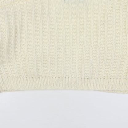 SheIn Womens Beige V-Neck Polyester Cardigan Jumper Size 12