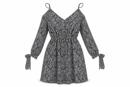 Atmosphere Womens Black Floral Polyester Fit & Flare Size 10 V-Neck - Cold Shoulder