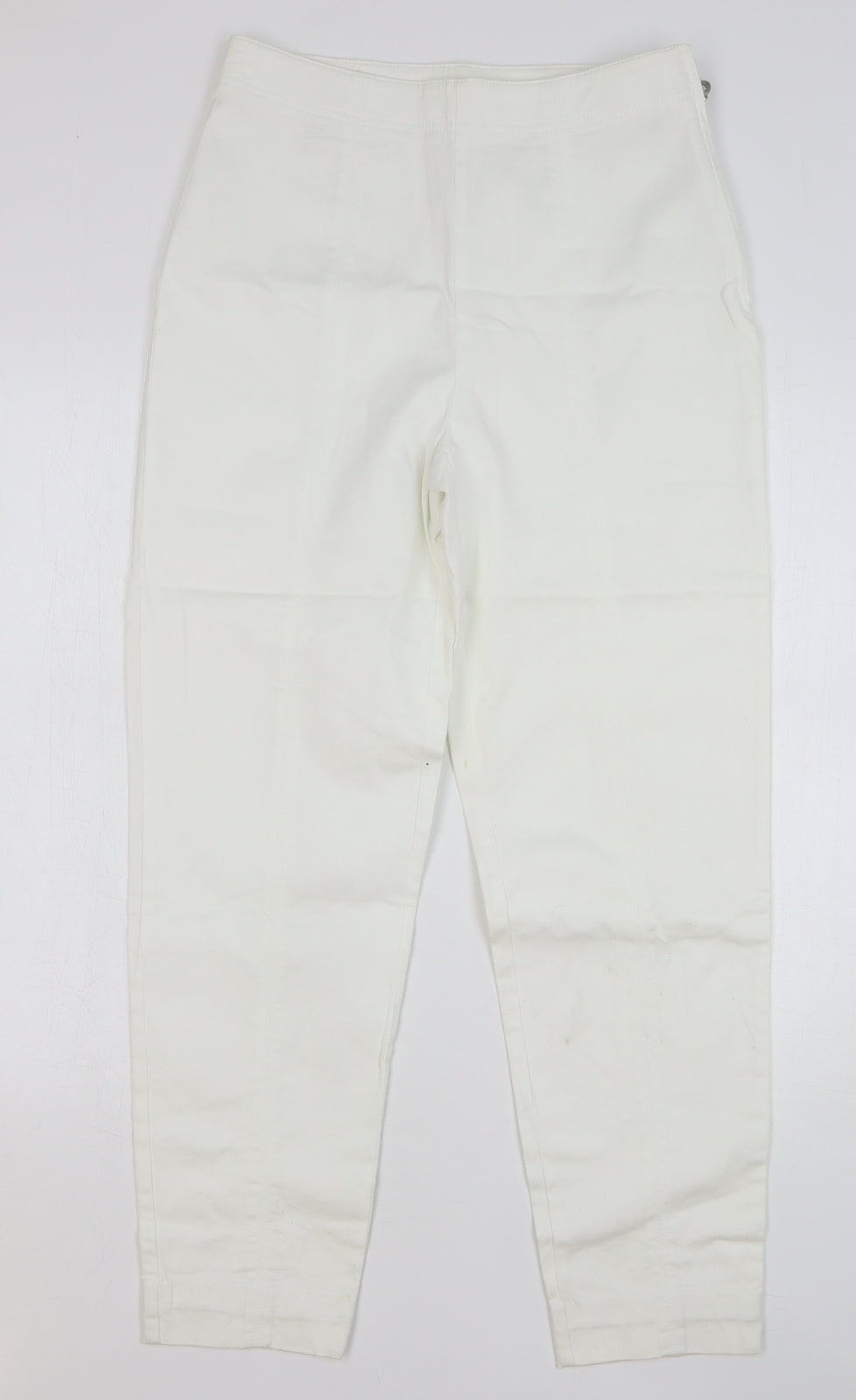 Maxx Womens White Cotton Chino Trousers Size 14 L29 in Regular Zip